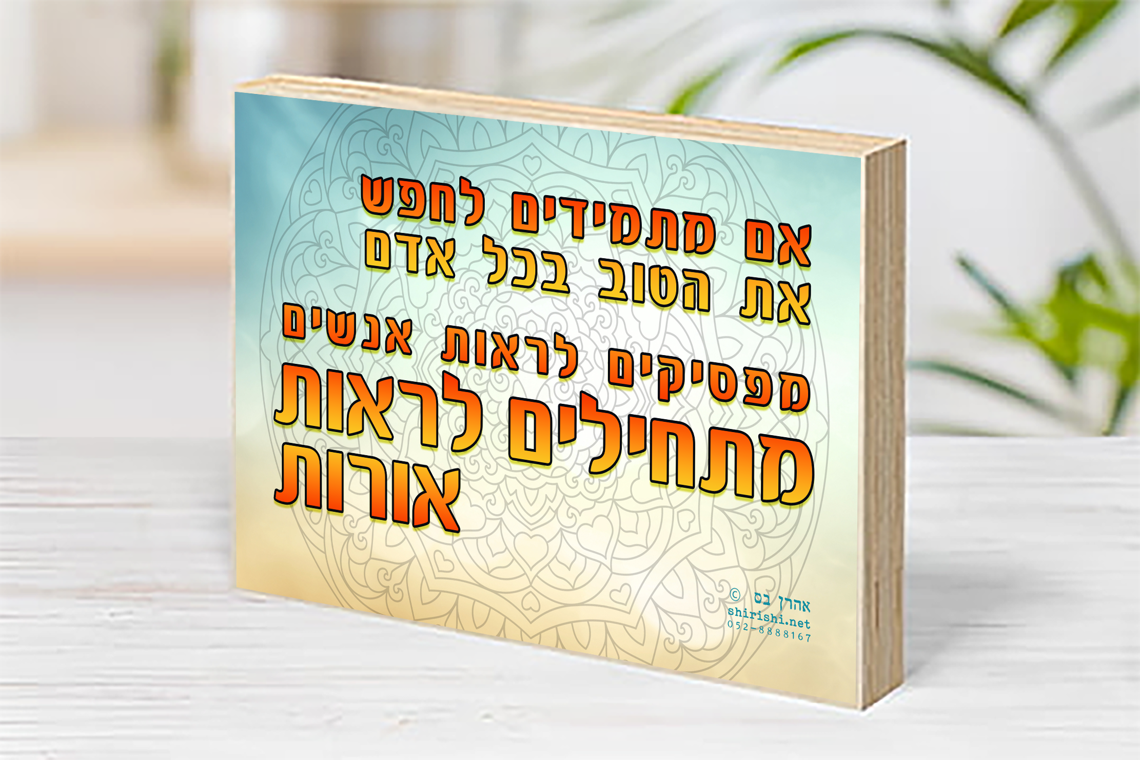 בלוק עץ השראה אהרן בס – מתחילים לראות אורות